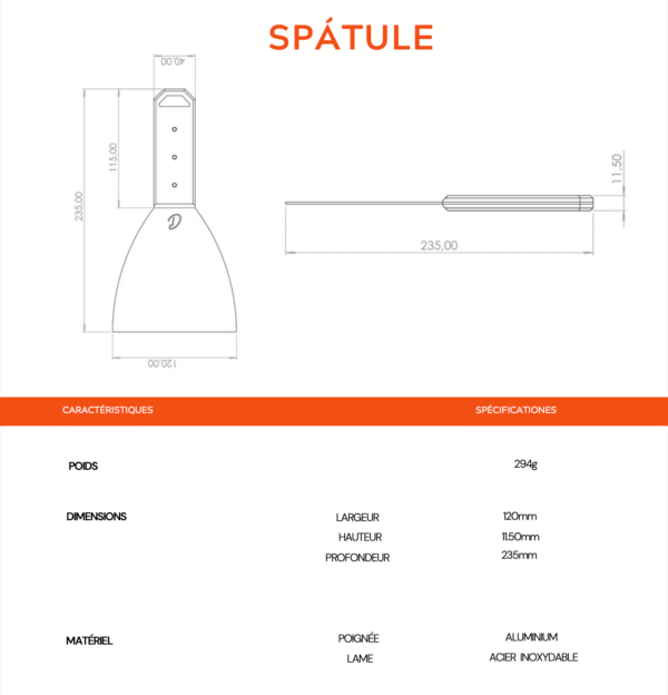 fiche technique spatule pour brasero